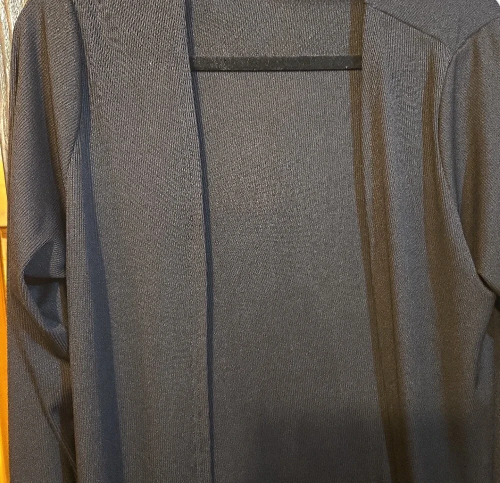 Charcoal Three-Piece Lounge Set - Long Cardigan, Crop Tank, Wide Pants - Picture 4 of 8